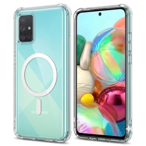 Protective Cover (Compatible With Samsung A71), Magnetic Clear Case With Raised Edges, Shockproof And Slim For (Clear)