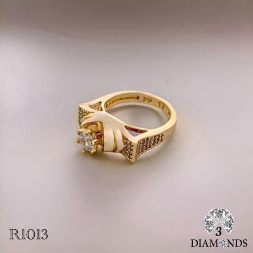 3 Diamonds 292474661779553 Women's Ring, Gold Plated with Sparkling Zircon - Elegant Jewelry