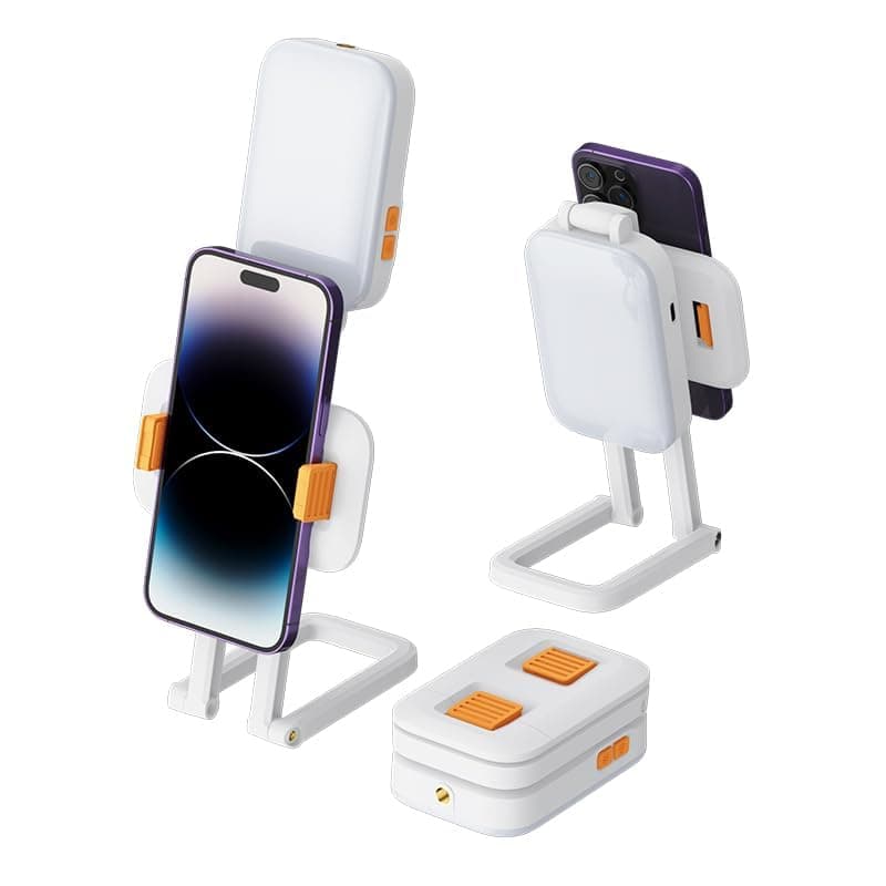 Ecosystem Table LED Video Light for Photography, Video Meetings All-in-one Selfie Light with 3 Color Modes | 14 RGB Color Mode, Portable Desk Phone Stand, Foldable and Rechargeable LED Light Tiktok Camera continuous light
