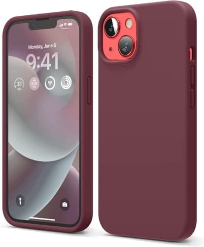 Compatible with iPhone 15 Case 6.1, Slim Liquid Silicone 3 Layers Full Covered Soft Gel Rubber Phone Case Protective Cover 6.1 Inch (Burgundy) Cellular phone case