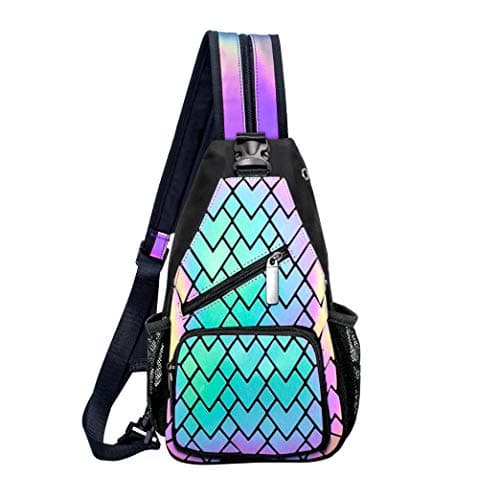 FZChenrry Geometric Backpack Illuminated Backpack Holographic Reflective Bag
