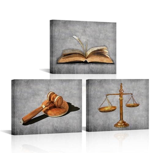 HOMEOART Lawyer Office Decor Painting Black and White Canvas Prints Framed Ready to Hang 12"x16"x3 Panels Wall art