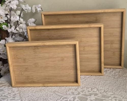 Generic Wooden Tray Set, Suitable for serving and various uses, 3 different sizes, Imported product, .em
