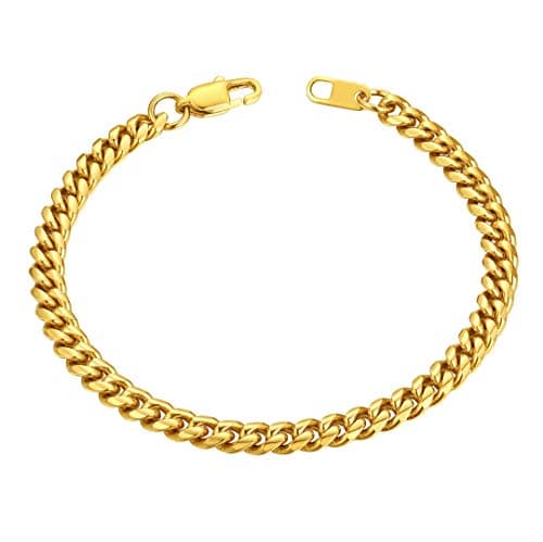 ChainsHouse Mens Chain Bracelet 6/10/14mm Stainless Steel Cuban Curb Bracelets 19cm/21cm