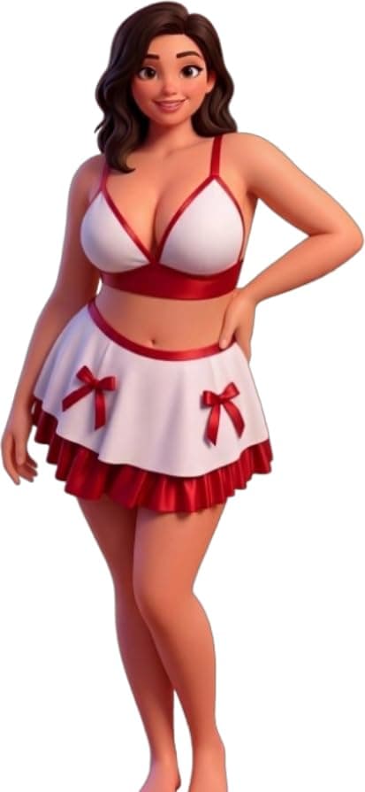 2 Piece Cosplay Lingerie White Red | Breathable Material Costume outfit