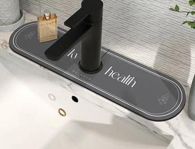Silicone Sink Splash Guard Mat for Kitchen and Bathroom Faucet Water Catcher Pad Waterproof Universal Fit Sink Protector Rubber Drying Mat Grey Dish drying mat