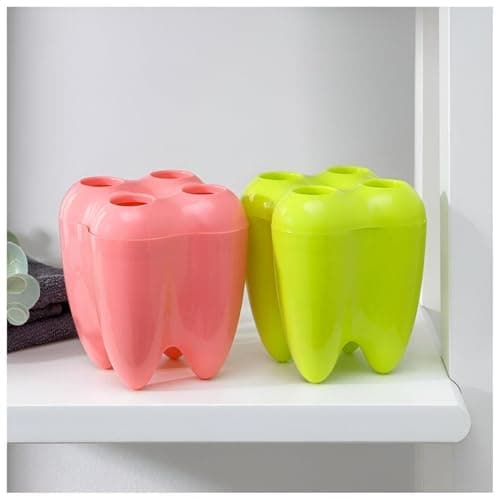 Multifunctional Bathroom Caddy - Unique Tooth Shape Design for Organizing Toothbrushes, Toothpicks, Razors, and Small Grooming Items in a Compact and Stylish Manner (1) Toothbrush holder