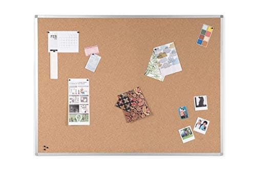 BoardsPlus Cork Board with Aluminium Frame and Natural Cork Surface, 90 x 60 cm Pinboard