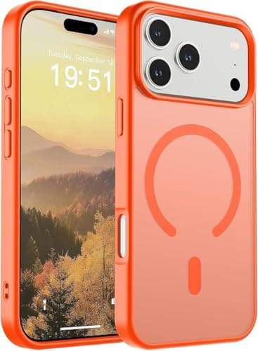 Magnetic for iPhone 17 Pro Case (Compatible with MagSafe)(Military Grade Drop Protection) Translucent Matte Shockproof with Anti-Fingerprint Phone Cover 2025,Wine Red (Orange) Cellular phone case