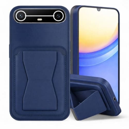 3M Store Leather Case Compatible for TECNO SPARK SLIM Shockproof Leather Back Card Storage & case built-in Stand PU leather for a stylish look, comfortable grip (Blue) Cellular phone case