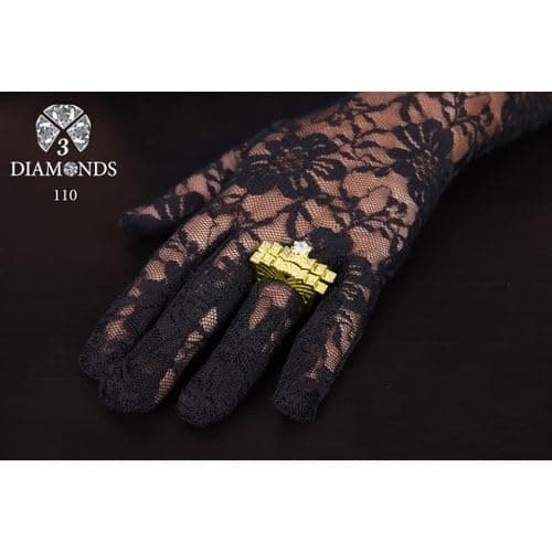 3 Diamonds 292474661778856 Twins Ring For Women Gold Plated