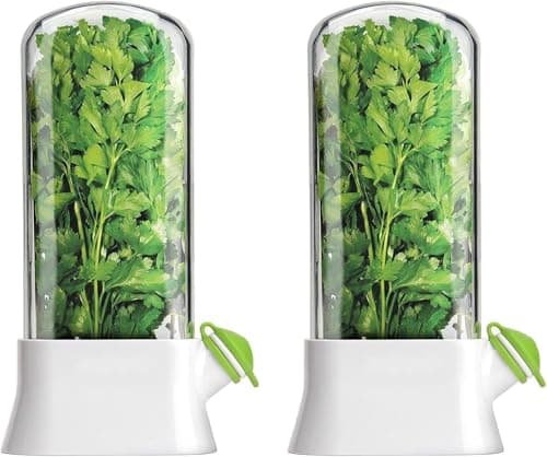 Fresh Herbs and Vegetables Keeper for Refrigerator Large Size for Storing Coriander, Mint, Parsley, Dill in a Practical and Long Lasting Way for Daily Use