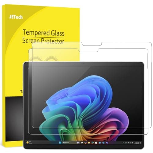 JETech Tempered Glass for Surface Pro 11/10 (2024)/Pro 9 (2022) 13-Inch, 9H Screen Protector, Surface Pen Holder, HD Clear, Pack of 2