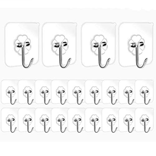 KUANSHENG Command Hook, Adhesive Hooks, Wall Hangers Without Nails, Wall Hooks for Hanging, 180 Degree Rotating Seamless Scratch Wall Hanger 24 Pack Storage hook