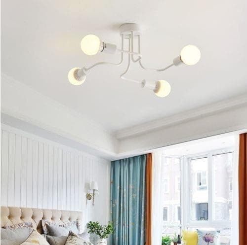 Generic Modern Rectangular Pendant 4 Bulbs 30 * 60 * 30cm White Indoor Light fixture