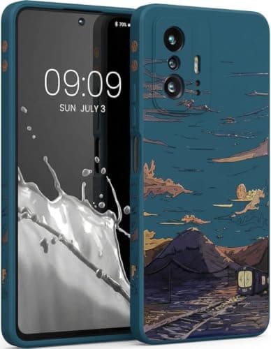 Case Compatible with Mi 11T / 11T Pro - Ultra HD Long Lasting UV Printing Design on Back and Sides - Matte Surface Anti-Fingerprint (Mountain Home at Sunset) Cellular phone case