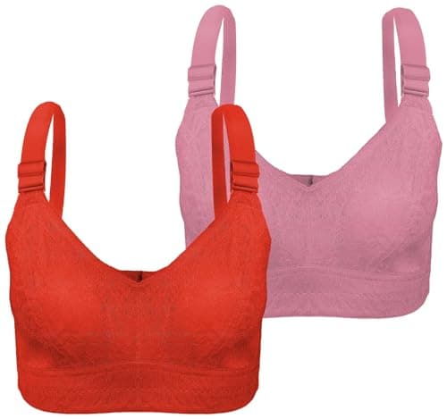Lasso Women Set Of 2 Pieces Super Support Bra Cup D With Lace Bra