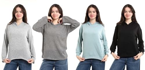 Red Circle Womens Bundle of 4 Comfortable Casual Long Sleeve Sweatshirt Bundle of 4 Comfortable Casual Long Sleeve Sweatshirt
