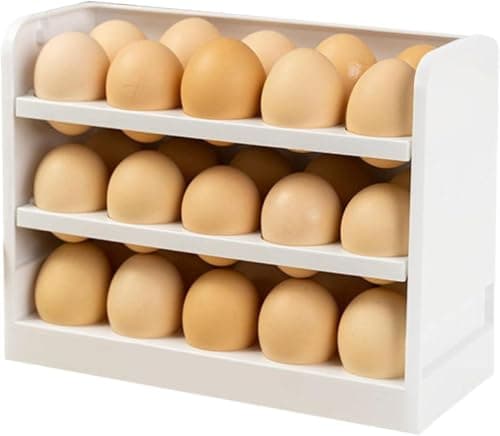 3-Tier Egg Holder for Refrigerator, 30 Egg Plastic Storage Box Organizer Basket
