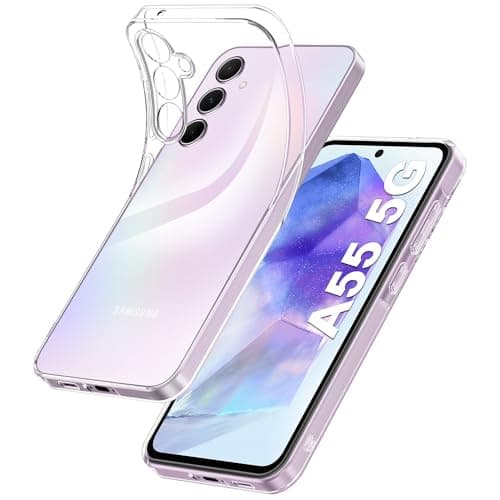 Opkiegrn Cover Compatible with Samsung Galaxy A55 5G with Camera Protection, TPU Silicone Transparent Slim Shockproof HD Clear Protection Case for Samsung A55 Cellular phone case