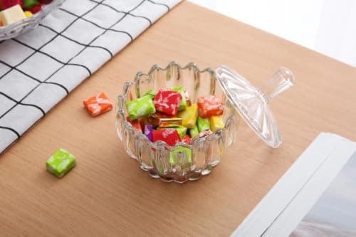 Generic Crystal Glass Candy Jar with Lid, Clear Snack for Serving Chocolates and Sweets, Decorative Style, .qu Food storage container