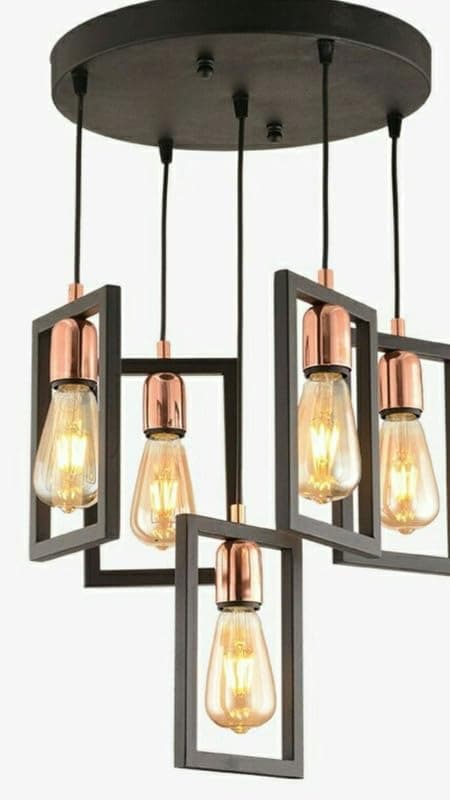 Generic Pendant Light 5 Bulb Without Bulbs 60x35x60 cm Black and Gold Edg_349