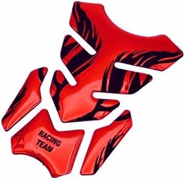 LOKYBOY Motorcycle Fuel Tank Protector Sticker 3D Racing Style Scratch Resistant Multicolor 4 Pcs (Red)