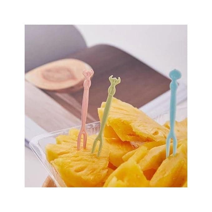 100 Pack Mini Plastic Fruit Forks 8.7cm Colorful Dessert Party Picks