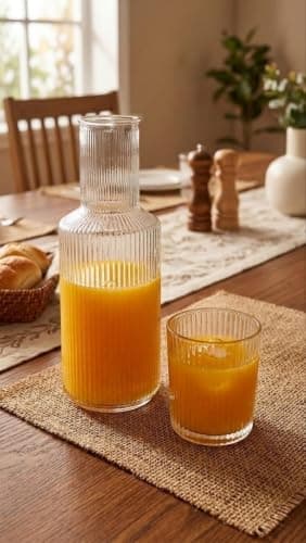 Generic Glass bottle with cup, Bottle: 1000 ml (1 liter), Cup: 540 ml, Suitable for cold drinks, juices, and water, .sn