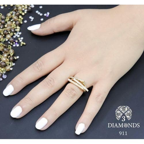 3 Diamonds 3370159539218D- Women's Ring, Gold Plated, High Quality With Sparkling Zircon