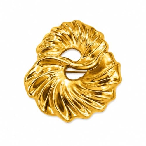 Shell Brooch Pin, Polished Gold Finish, Shell-Inspired Design Apparel pin
