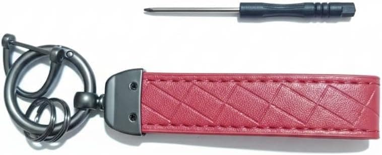 Car keychain - suitable for car - motorcycle and family - leather and metal - practical and fashionable - red - aga