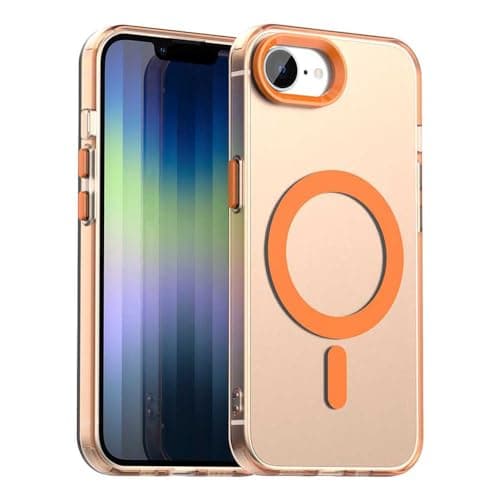 Case for (Compatible with For iphone 16E) Magnetic Charging, Ultra Thin Shockproof Matte Hard PC Mobile Phone Case, Translucent Soft Silicone TPU Bumper Protective Case (Orange) Cellular phone case