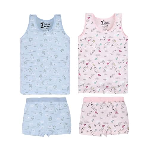 Funny Bunny Girls' Tank Top and Shorts Set, 2-Piece Underwear Apparel