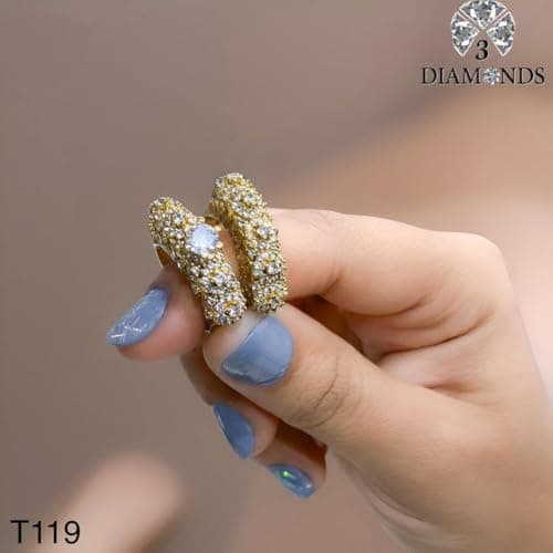 3 Diamonds 292474661779116 Wedding Twins For Women Gold Plated Ring