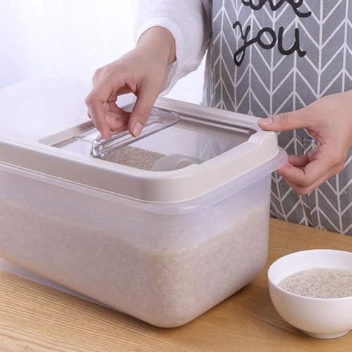 Clear Plastic Container with Lid Cream White, Clear for Easy Viewing Contents, Top Lid Has Pull Out or Lift Hole, 8 Liter Capacity