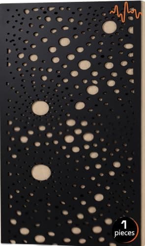 ACOUSTIC MOTION Acoustic Panels 5.5cm Thick120X60 cm Fiberglass+Wood Sound Proof-Bass Trap,Sound Absorbing,Diffusion decorative Panels NEXUS design for Studios,Home Theater Ceiling,Wall,Black Insulation