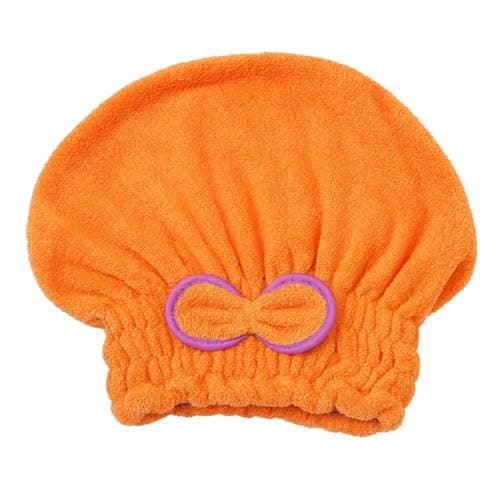 Hair Drying Towel - Microfiber Quick Dry Turban Cap for Wet & Curly Hair, Heat Protection Lightweight Soft Bath Wrap for Women & Girls Salon (Orange)