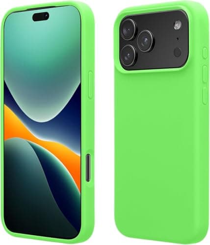 Compatible with iPhone 17 Pro Case 6.3", Slim Liquid Silicone 4 Layers Full Covered Soft Rubber Shockproof Cover, Protective Phone Case for iPhone 17 Pro (Green Lime) Cellular phone case