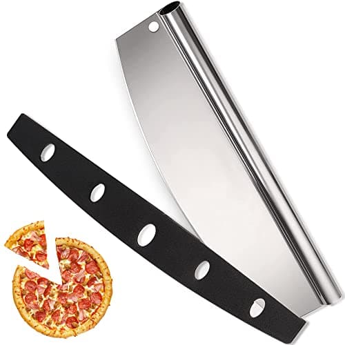 Supercenter Pizza Cutter Sharp Rocker Blade Stainless Steel Pizza Slicer Knife with Plastic Blade Cover, 14-inch Large Pizza Cutter Rocker for Kitchen Tool Accessories