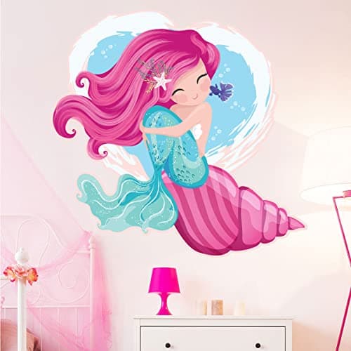 Decorative kids room sticker - Mermaid on the shell (100x100cm) Sticker decal