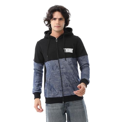CAESAR Mens Mens Hoodie With Through Zipper And Army Design Mens Hoodie With Through Zipper And Army Design