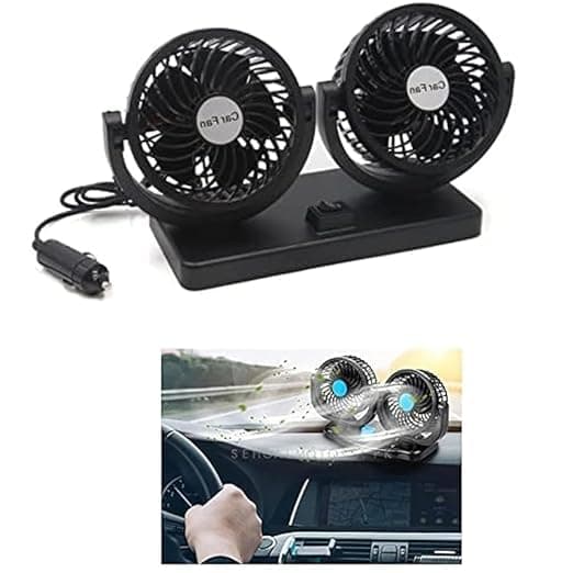 Car Air Fan, 12V - Rotatable Dual Blades 2 Speeds, Powerful Cooling Fan for Driving Unit - SACAR