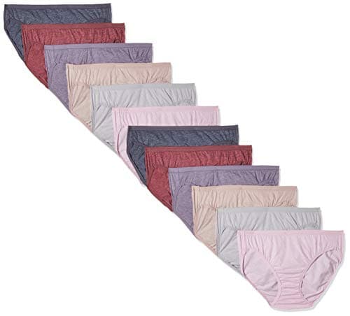 Fruit of the Loom Women's Underwear Panties, Bikini-Cotton Blend-12 Pack, 5