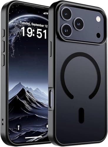 Magnetic for iPhone 17 Pro Case (Compatible with MagSafe)(Military Grade Drop Protection) Translucent Matte Shockproof with Anti-Fingerprint Phone Cover 2025,Wine Red (Black) Cellular phone case