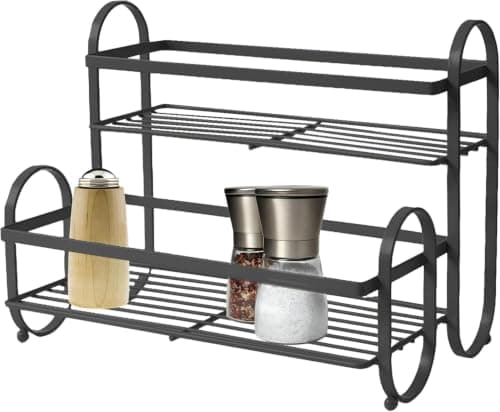 2-Tier Metal Spice Rack Kitchen Organizer Bathroom Shelf Storage Stand