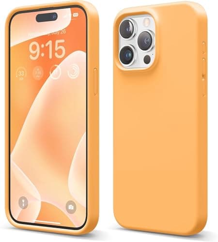 Liquid Silicone Case Compatible with iPhone 15 Pro Max 6.7 Inch, Full Body Protective Cover, Slim Phone Case, Anti-Scratch Soft Microfiber Lining (Orange) Cellular phone case