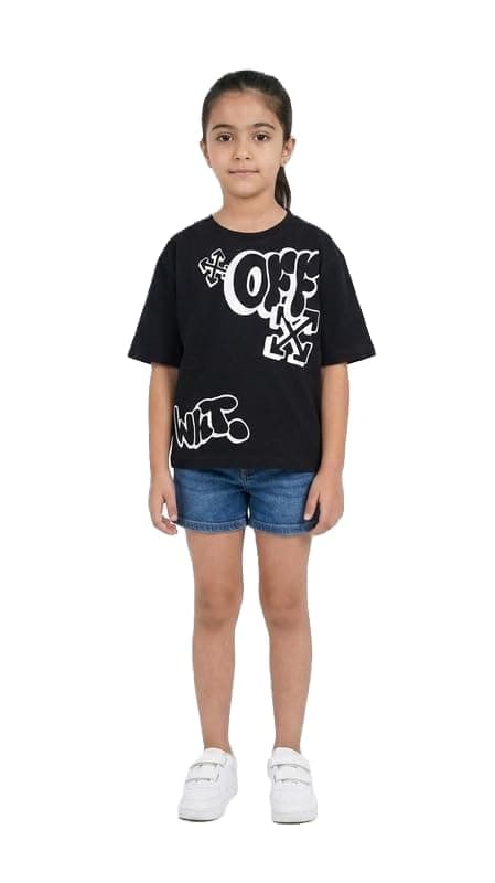Pebeo Girls Printed Short Sleeve Comfortable and Stylish T-Shirt Black & White 18Y
