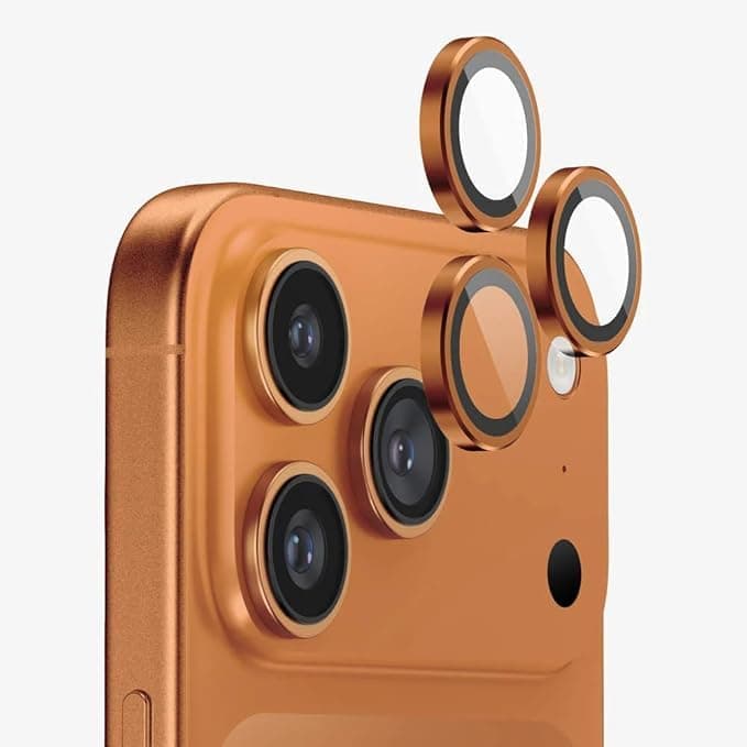 VWK Stainless steel camera glass [AR+AF camera glass) for Iphone 17 Pro Max / 17 Pro Orange Color Screen protector