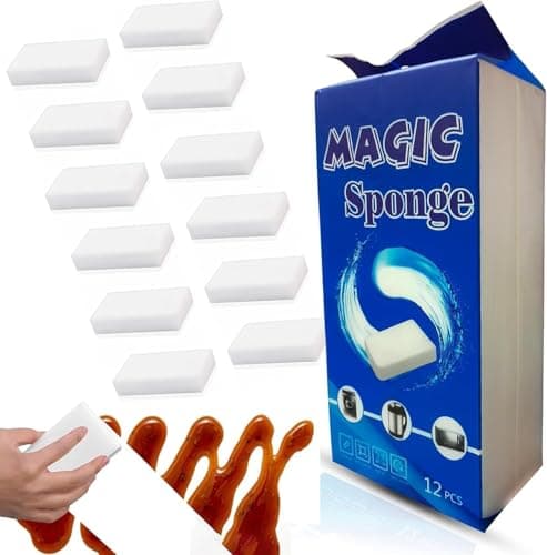 Magic Cleaning Sponge Multipurpose Eraser Pad Reusable Fast Absorbing for Kitchen Bathroom Wall Car Boat Office, 12 PCS
